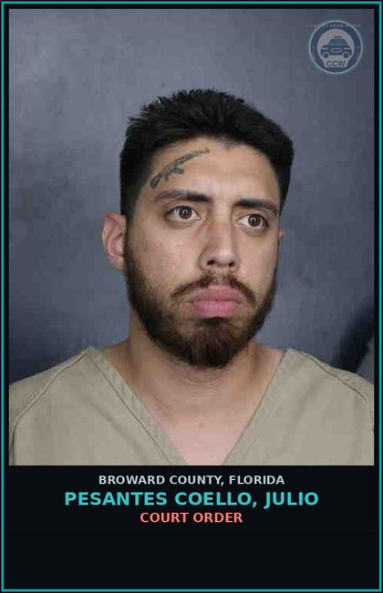 CCW arrest card for PESANTES COELLO, JULIO in Broward County: COURT ORDER