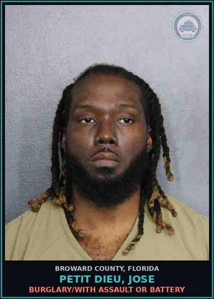 CCW arrest card for PETIT DIEU, JOSE in Broward County: TOUCH OR STRIKE/BATTERY/DOMESTIC VIOL