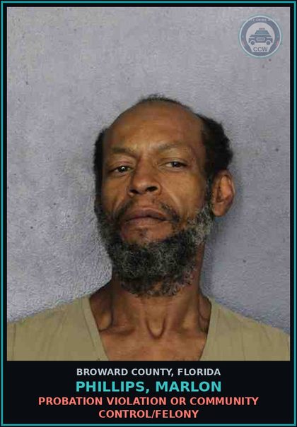 CCW arrest card for PHILLIPS, MARLON in Broward County: POSSESSION OF COCAINE