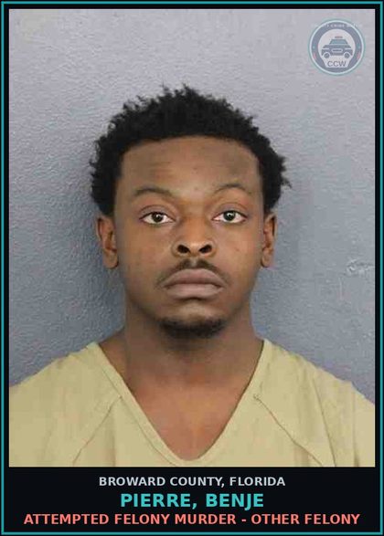 CCW arrest card for PIERRE, BENJE in Broward County: USE DISPLAY ETC FIREARM DURING FELONY