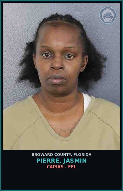 CCW arrest card for PIERRE, JASMIN in Broward County: CAPIAS - FEL