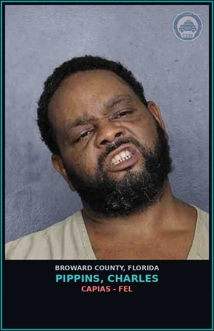 CCW arrest card for PIPPINS, CHARLES in Broward County: CAPIAS - FEL