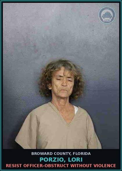 CCW arrest card for PORZIO, LORI in Broward County: RESIST OFFICER-OBSTRUCT WITHOUT VIOLENCE