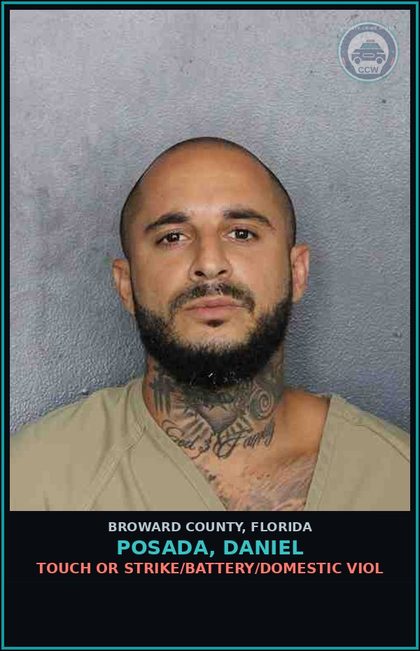 CCW arrest card for POSADA, DANIEL in Broward County: TOUCH OR STRIKE/BATTERY/DOMESTIC VIOL