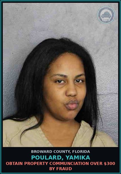 CCW arrest card for POULARD, YAMIKA in Broward County: LARC 300 LESS 10K DOLS FROM 65YOA OLDER