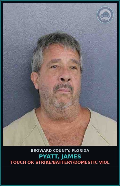 CCW arrest card for PYATT, JAMES in Broward County: TOUCH OR STRIKE/BATTERY/DOMESTIC VIOL