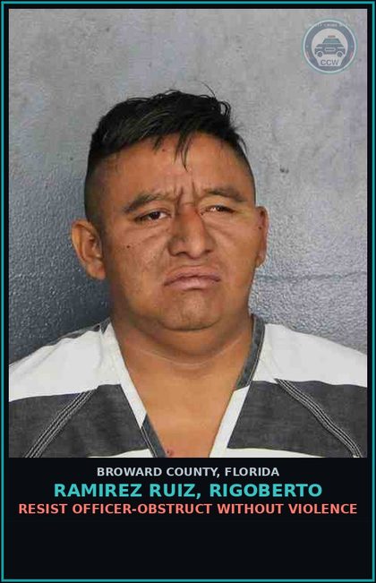 CCW arrest card for RAMIREZ RUIZ, RIGOBERTO in Broward County: IMM FED HLD
