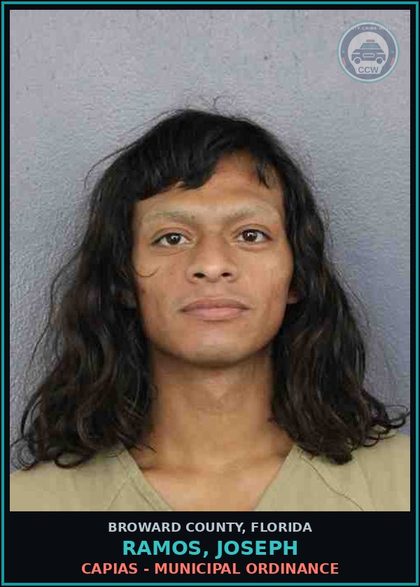 CCW arrest card for RAMOS, JOSEPH in Broward County: CAPIAS - MUNICIPAL ORDINANCE