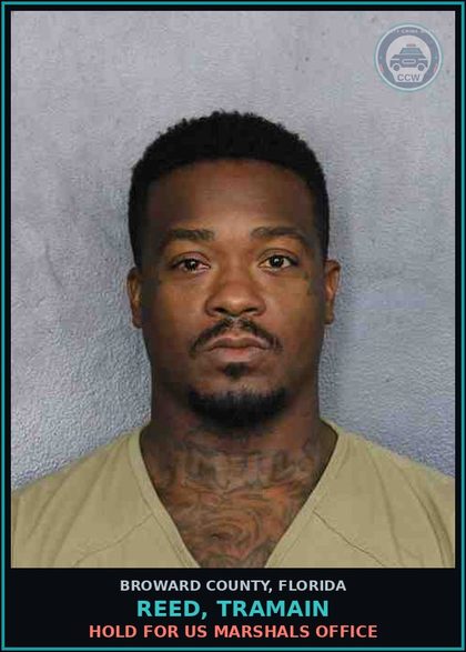 CCW arrest card for REED, TRAMAIN in Broward County: HOLD FOR US MARSHALS OFFICE