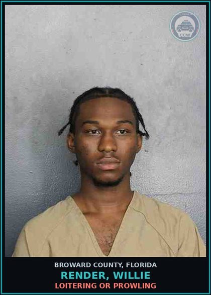 CCW arrest card for RENDER, WILLIE in Broward County: LOITERING OR PROWLING