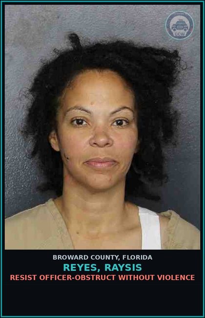 CCW arrest card for REYES, RAYSIS in Broward County: RESIST OFFICER-OBSTRUCT WITHOUT VIOLENCE