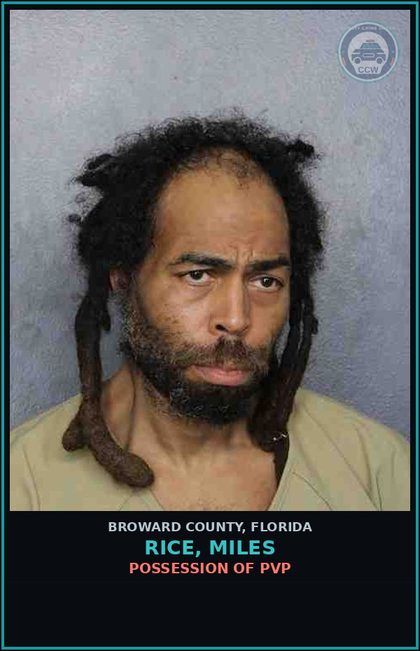 CCW arrest card for RICE, MILES in Broward County: POSSESSION OF PVP
