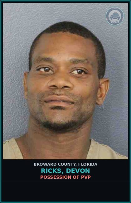 CCW arrest card for RICKS, DEVON in Broward County: CAPIAS - TRAFFIC