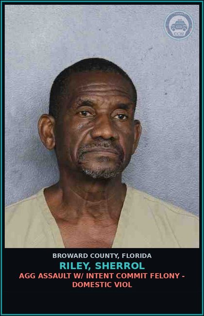CCW arrest card for RILEY, SHERROL in Broward County: AGG ASSAULT W/ INTENT COMMIT FELONY - DOMESTIC VIOL