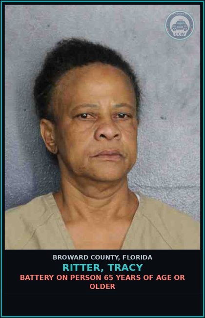 CCW arrest card for RITTER, TRACY in Broward County: BATTERY ON PERSON 65 YEARS OF AGE OR OLDER