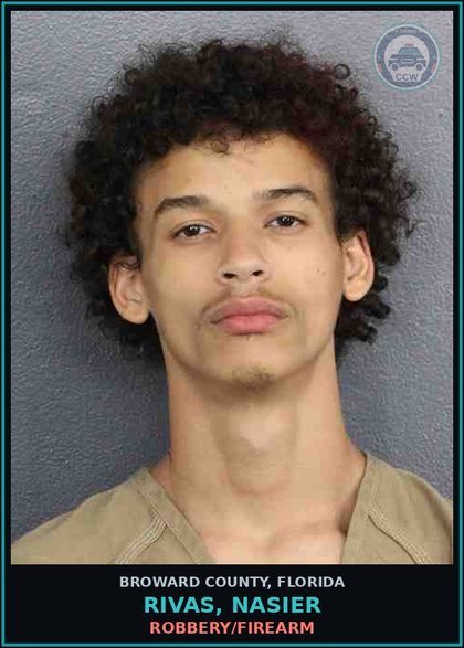 CCW arrest card for RIVAS, NASIER in Broward County: ROBBERY/FIREARM 