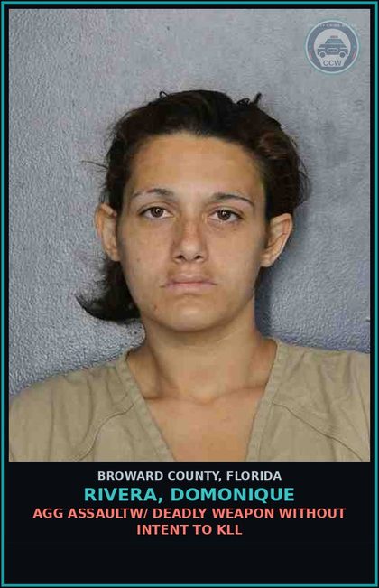 CCW arrest card for RIVERA, DOMONIQUE in Broward County: AGG ASSAULTW/ DEADLY WEAPON WITHOUT INTENT TO KILL
