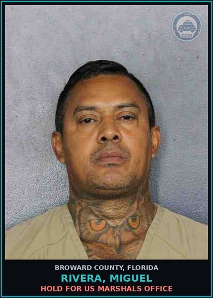 CCW arrest card for RIVERA, MIGUEL in Broward County: HOLD FOR US MARSHALS OFFICE
