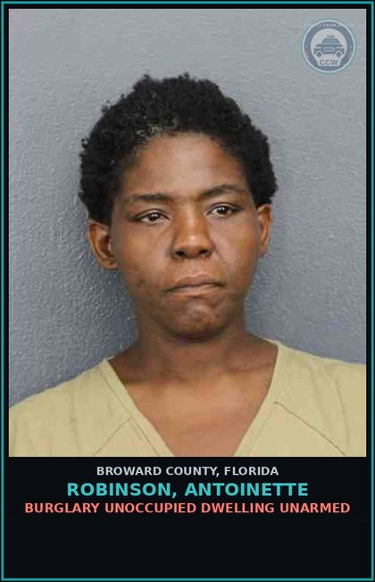 CCW arrest card for ROBINSON, ANTOINETTE in Broward County: CAPIAS - MUNICIPAL ORDINANCE