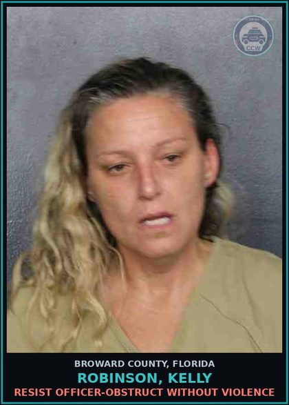 CCW arrest card for ROBINSON, KELLY in Broward County: RESIST OFFICER-OBSTRUCT WITHOUT VIOLENCE