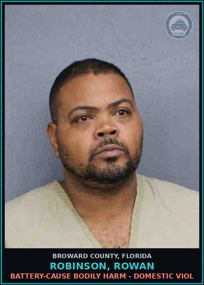 CCW arrest card for ROBINSON, ROWAN in Broward County: BATTERY-CAUSE BODILY HARM - DOMESTIC VIOL
