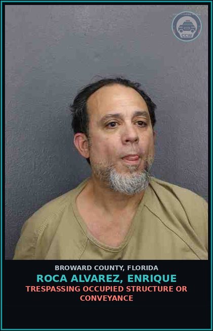 CCW arrest card for ROCA ALVAREZ, ENRIQUE in Broward County: TRESPASSING OCCUPIED STRUCTURE OR CONVEYANCE