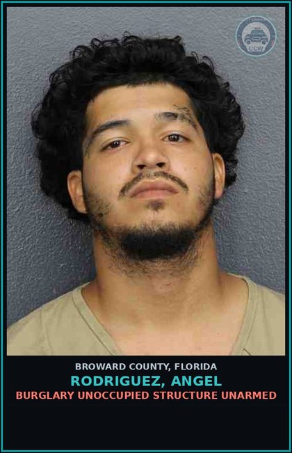 CCW arrest card for RODRIGUEZ, ANGEL in Broward County: BURGLARY UNOCCUPIED STRUCTURE UNARMED