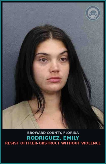 CCW arrest card for RODRIGUEZ, EMILY in Broward County: RESIST OFFICER-OBSTRUCT WITHOUT VIOLENCE