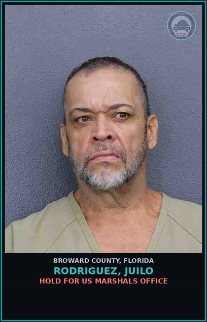 CCW arrest card for RODRIGUEZ, JUILO in Broward County: HOLD FOR US MARSHALS OFFICE