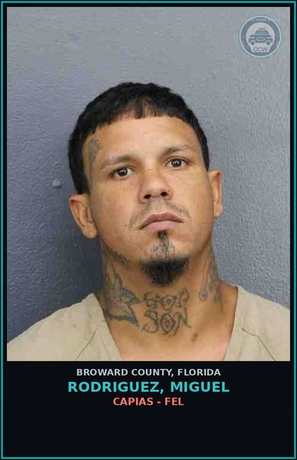 CCW arrest card for RODRIGUEZ, MIGUEL in Broward County: CAPIAS - FEL