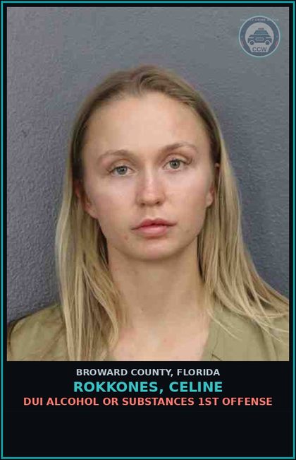 CCW arrest card for ROKKONES, CELINE in Broward County: DUI ALCOHOL OR DRUGS  1ST OFFENSE