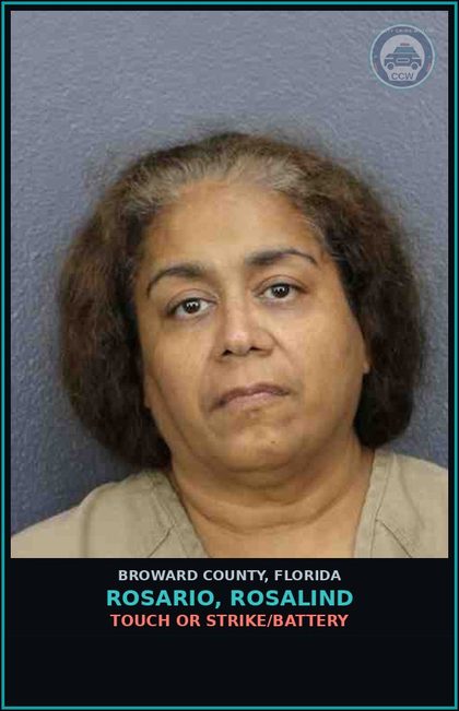 CCW arrest card for ROSARIO, ROSALIND in Broward County: TOUCH OR STRIKE/BATTERY