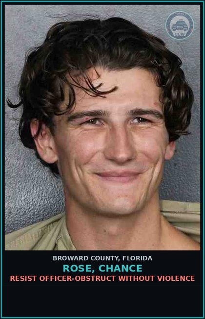 CCW arrest card for ROSE, CHANCE in Broward County: RESIST OFFICER-OBSTRUCT WITHOUT VIOLENCE