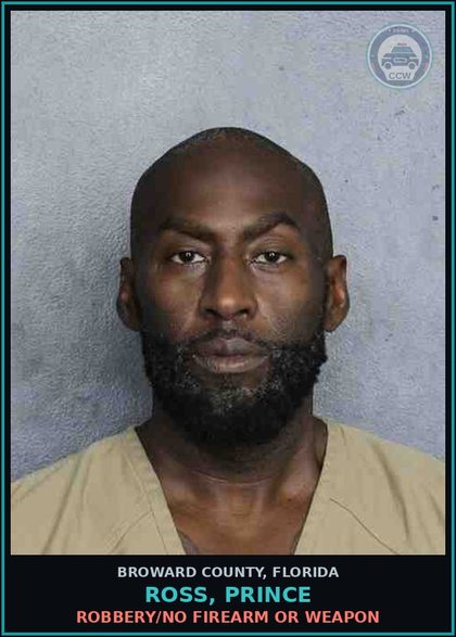 CCW arrest card for ROSS, PRINCE in Broward County: RESIST OFFICER-OBSTRUCT WITH VIOLENCE