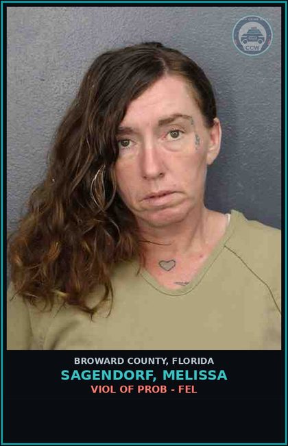CCW arrest card for SAGENDORF, MELISSA in Broward County: VIOL OF PROB - FEL