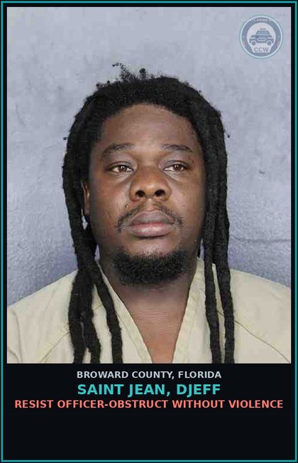 CCW arrest card for SAINT JEAN, DJEFF in Broward County: IMM FED HLD