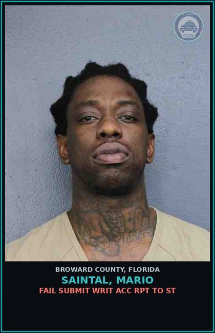 CCW arrest card for SAINTAL, MARIO in Broward County: FAIL SUBMIT WRIT ACC RPT TO ST