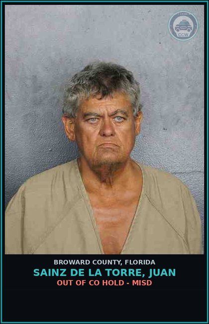 CCW arrest card for SAINZ DE LA TORRE, JUAN in Broward County: OUT OF CO HOLD - MISD
