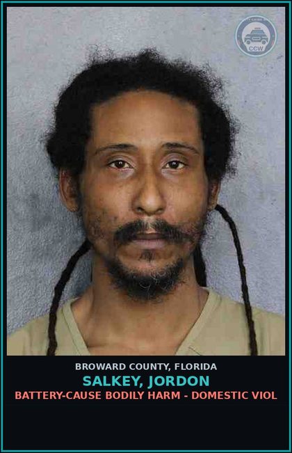 CCW arrest card for SALKEY, JORDON in Broward County: BATTERY-CAUSE BODILY HARM - DOMESTIC VIOL