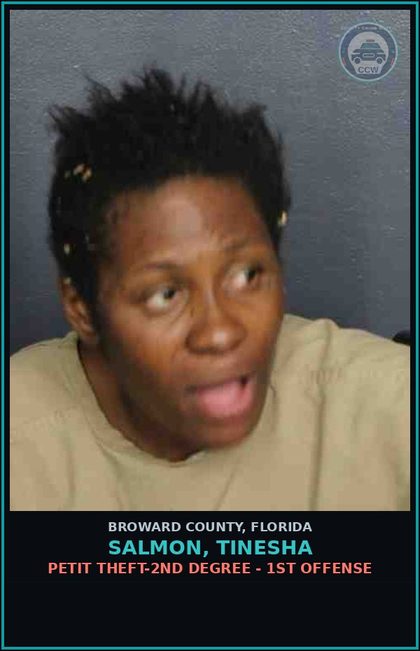 CCW arrest card for SALMON, TINESHA in Broward County: RESIST OFFICER-OBSTRUCT WITH VIOLENCE