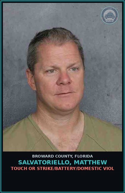 CCW arrest card for SALVATORIELLO, MATTHEW in Broward County: TOUCH OR STRIKE/BATTERY/DOMESTIC VIOL