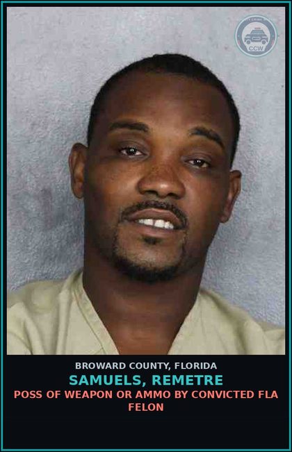 CCW arrest card for SAMUELS, REMETRE in Broward County: POSSESSION OF oxyco (PERCOCAN/PERCOCET)