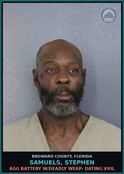 CCW arrest card for SAMUELS, STEPHEN in Broward County: RESIST OFFICER WITH VIOLENCE