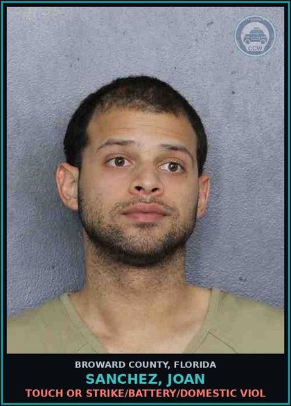 CCW arrest card for SANCHEZ, JOAN in Broward County: TOUCH OR STRIKE/BATTERY/DOMESTIC VIOL