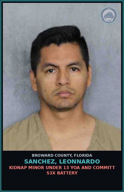 CCW arrest card for SANCHEZ, LEONNARDO in Broward County: s3x ASLT BY OVER 18 YOA s3x BAT VICTM UNDER 12 YOA