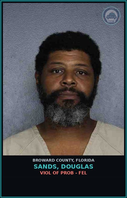 CCW arrest card for SANDS, DOUGLAS in Broward County: VIOL OF PROB - FEL