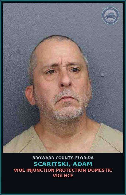 CCW arrest card for SCARITSKI, ADAM in Broward County: VIOL INJUNCTION PROTECTION DOMESTIC VIOLNCE