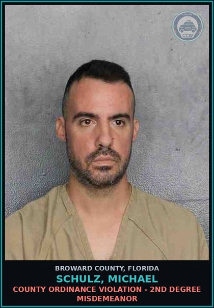 CCW arrest card for SCHULZ, MICHAEL in Broward County: COUNTY ORDINANCE VIOLATION - 2ND DEGREE MISDEMEANOR