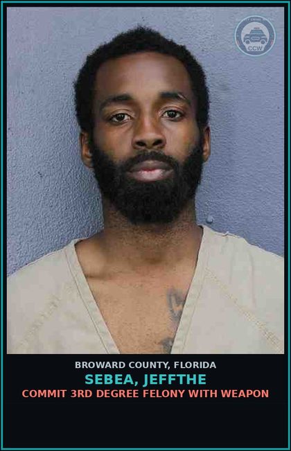 CCW arrest card for SEBEA, JEFFTHE in Broward County: POSSESS Canna OVR 20 GRMS/SYNTH CANN OVR 3 GRMS