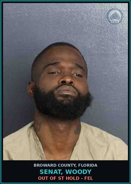 CCW arrest card for SENAT, WOODY in Broward County: OUT OF ST HOLD - FEL